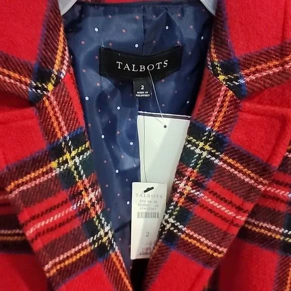 *BNWT* Talbots wool blend red tartan plaid blazer! - Picture 2 of 7